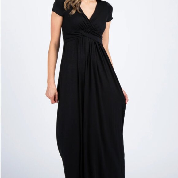 PinkBlush Black Draped Maternity and Nursing Maxi Dress - Picture 2 of 7